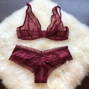 NWT Victoria’s Secret Wine unlined bra panty set!